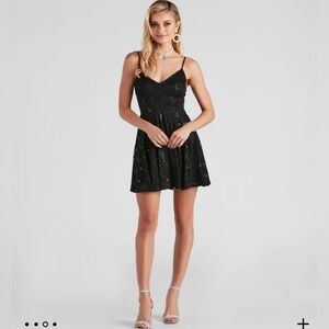 Windsor Sweet And Flirty Sequin Lace Skater Dress Prom Wedding Cocktail SMALL